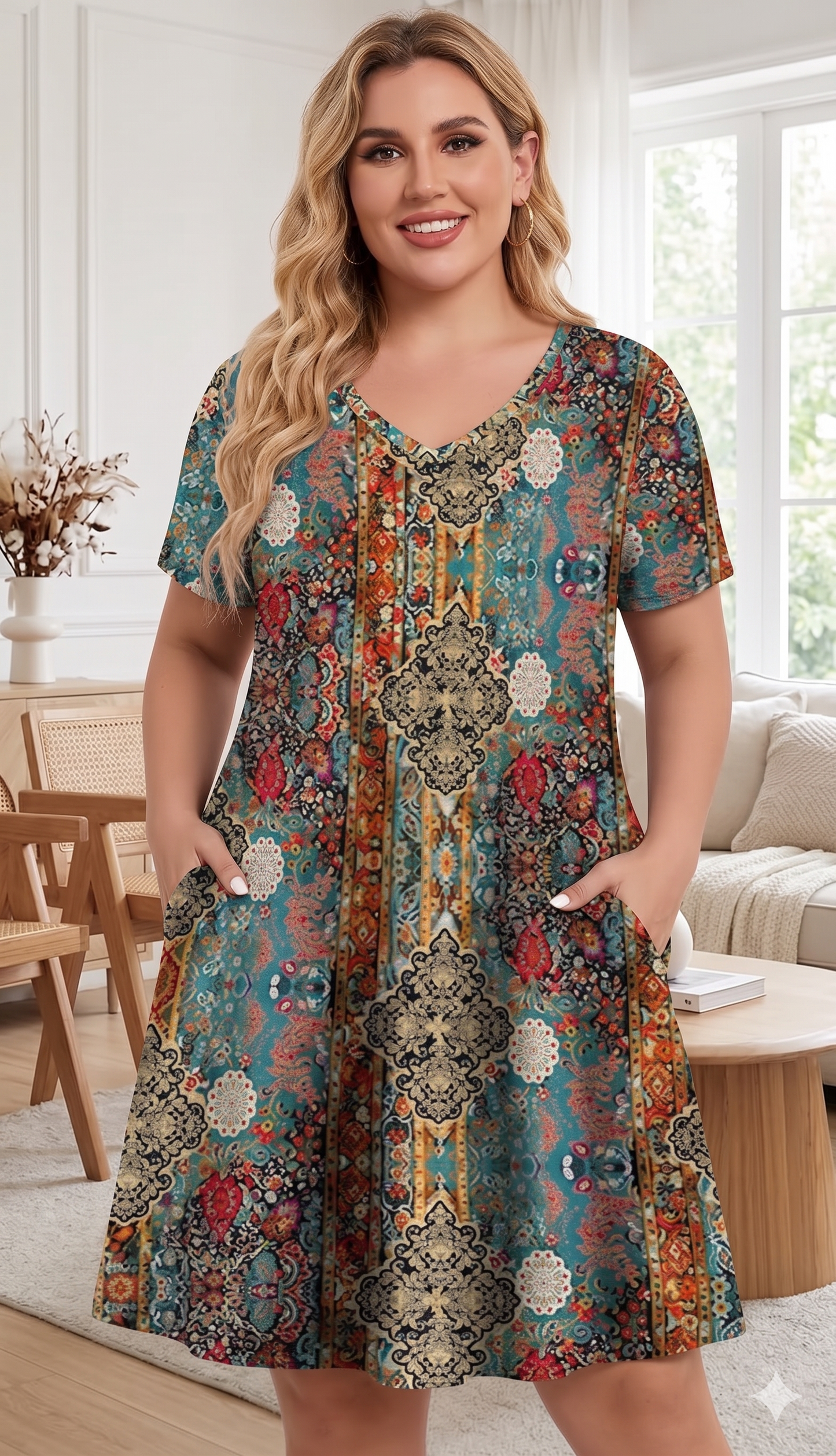 Boho Summer Dresses for Women Casual Loose T Shirt Dress with Pockets Beach Vacation Outfits