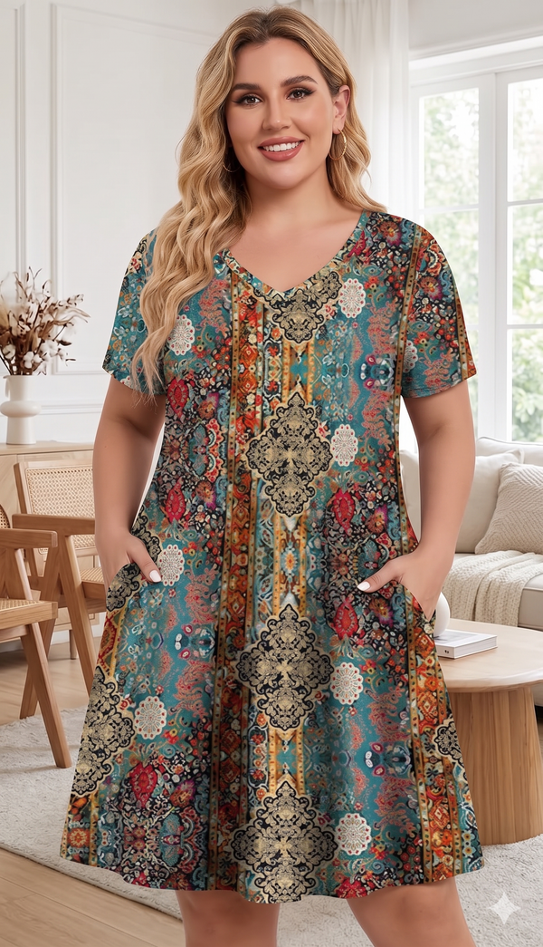 Boho Summer Dresses for Women Casual Loose T Shirt Dress with Pockets Beach Vacation Outfits